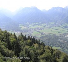 View of Doussard from a paraglider, Lake Annecy