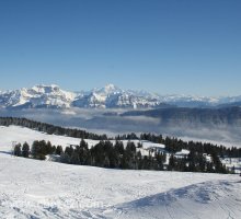 The Semnoz in winter, Mont Blanc in the distance